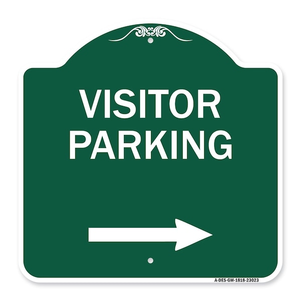 Signmission Reserved Parking Visitor Parking Arrow Pointing Right, Green & White Alum, 18" x 18", GW-1818-23023 A-DES-GW-1818-23023 - main